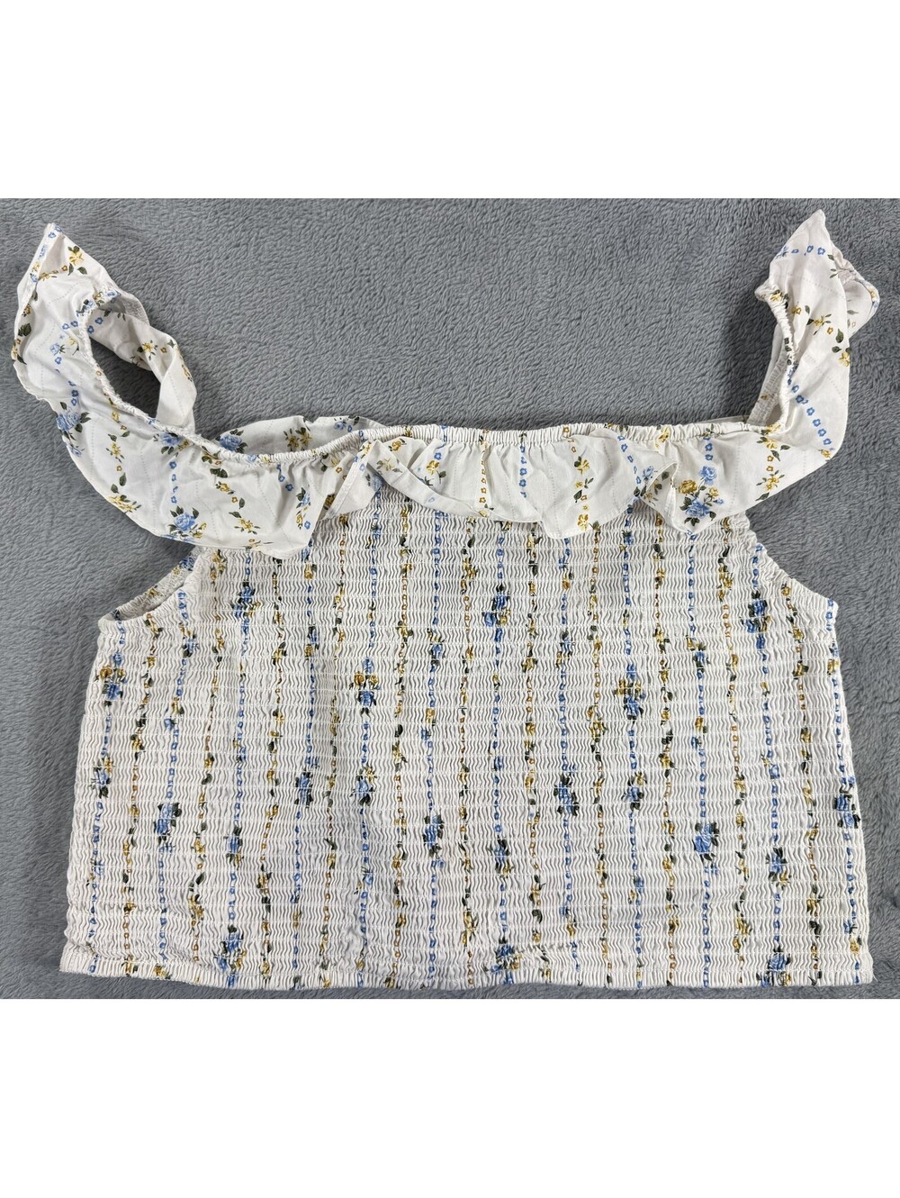 Wild Fable Women's White Floral Smocked Ruffle Crop Top Size XXL